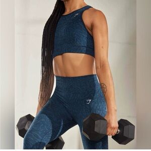 Gymshark Blue Sports Bra & adapt animal seamless leggings set